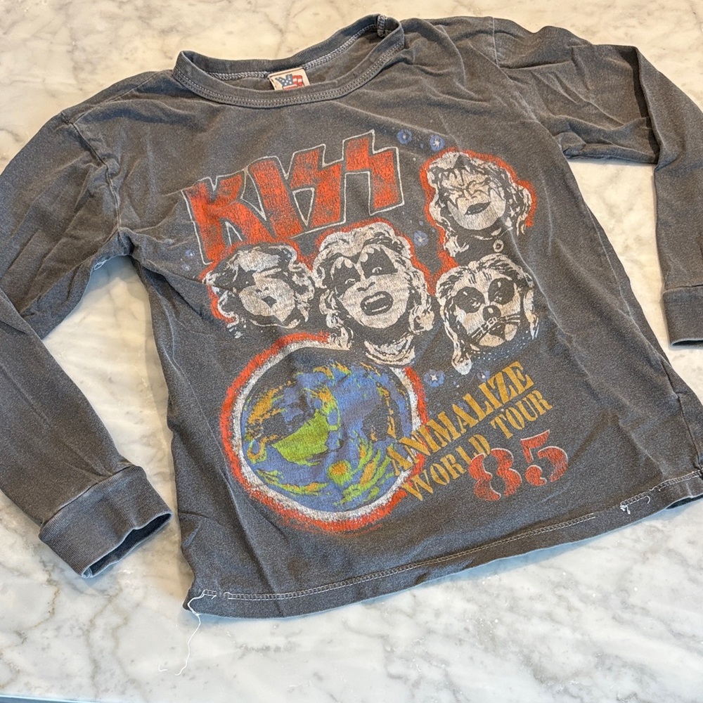 KISS Junk Food 4T Graphic Long-Sleeve Kids Shirt in Washed Gray